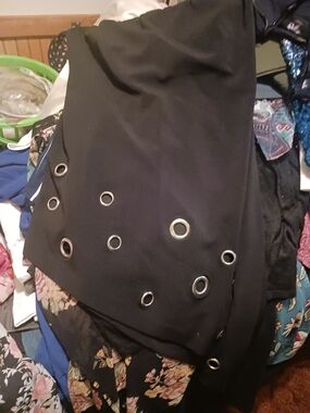 Cache Black Strapless Dress with Grommet Accents